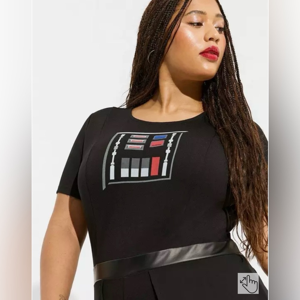 NWT Torrid Star Wars Darth Vader lightweight ponte skirted pant romper size 3X - Picture 2 of 6